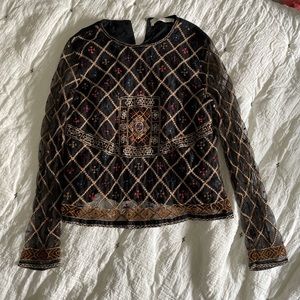 zara medieval style embroidered blouse